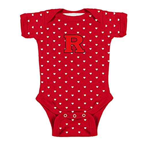 Two Feet Ahead Rutgers Scarlet Knights College Newborn Infant Baby Heart Creeper (6 Months), Red, White,