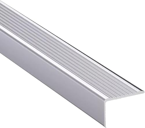 アンチノンスリップ階段ノージング、 2mmアルミ階段エッジプロテクター 90cm マルチカラー 複数サイズ(Silver,W4 x H2cm)