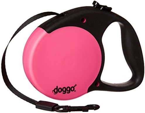 Doggo Everyday Retractable Dog Leash, 13' Long Belt, Small for Dogs Up to 45 lbs, Pink with Black Soft Grip Handle