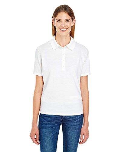 Hanes Ladies' X-Temp Piqué Polo with Fresh IQ M WHITE