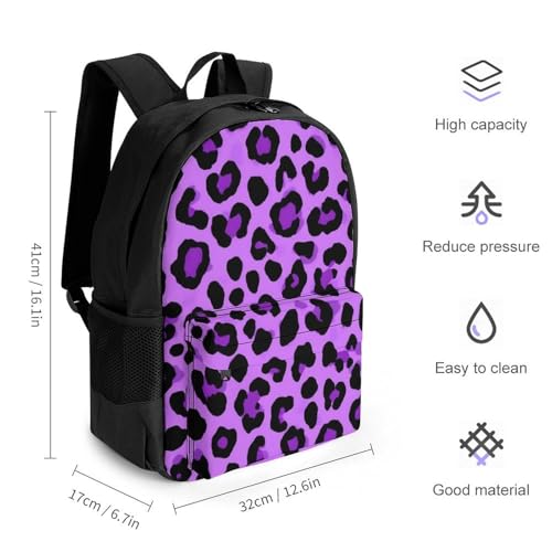 Supdreamc Rucksack Anti-Theft Multipurpose Big Capacity Carry On Bag - Purple Cheetah Leopard Print Traveling & Camping Backpack With Side Pockets2