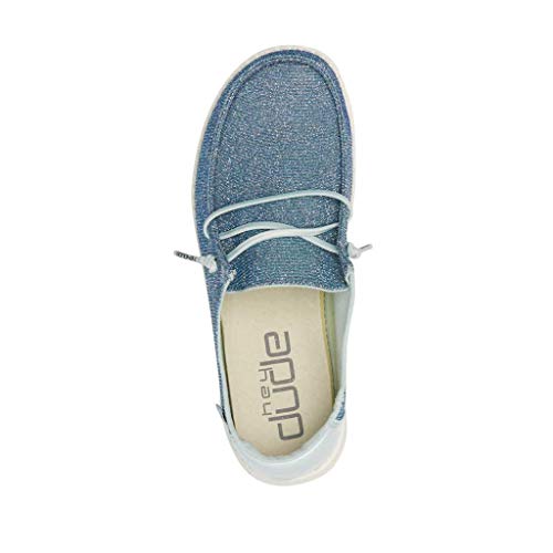 Image of HEYDUDE Girl's Wendy Youth Disco Azur Size 1 | Women's Shoes | Women's Lace Up Loafers | Comfortable & Light-Weight