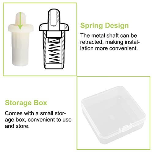 UFURMATE Federbelastete Reparaturstifte, 36 Stück Kunststoff-Jalousien-Reparaturstifte, Schranktür-Reparaturstifte, Ersatz-Reparaturstifte, Schrank-Möbel-Regalstifte, Durchmesser 7,5 mm (weiß)