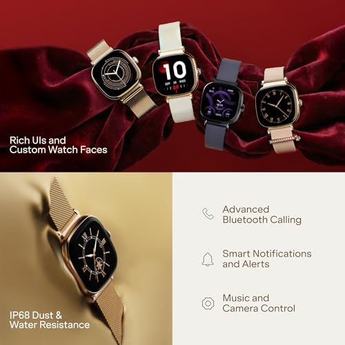 Image of boAt Chrome Ivory Smart Watch for Women, co-Designed with GIVA, 1.7 inch AMOLED Display, 1000 nits Brightness, Premium Metallic Build, Female Wellness Tracker smartwatch for Women (Rose Gold)