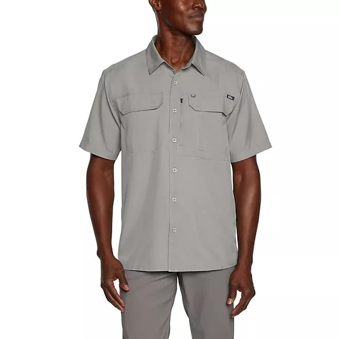 Eddie Bauer Men’s UPF 50 Sun Protection Short Sleeve Relaxed Fit Woven Tech Shirt