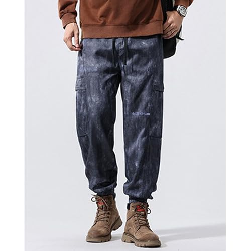 Men's Japanese Retro Loose Camouflage Overalls Tactical Multi Pocket Harem Pants Mens Drawstring Casual Trousers 6