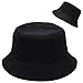 XYIYI Winter Black Corduroy Bucket Hat Cotton Fisherman Hats for Women Men, Reversible Double-Side-Wear