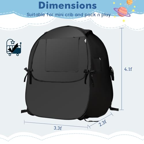 Image of L RUNNZER Blackout Sleep Tent, Pack N Play Blackout Cover to Block 90% of Light, Portable Pop Up Travel Essential Pack N Play Cover