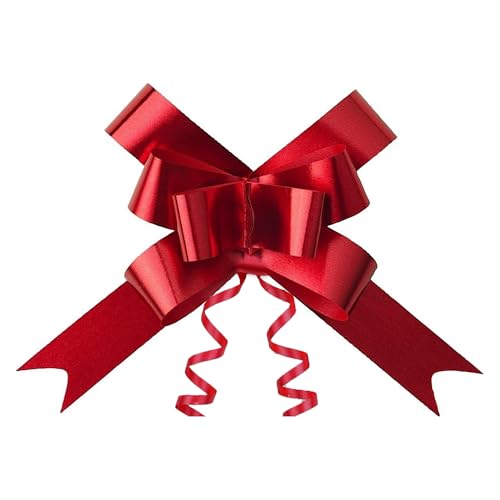 SHATCHI Large 50mm/5cm Ribbon Pull Bows for Party Wall, Gift Wraps, Christmas Trees, Wedding, Birthday Hampers Decoration Florist, Red, 10pcs
