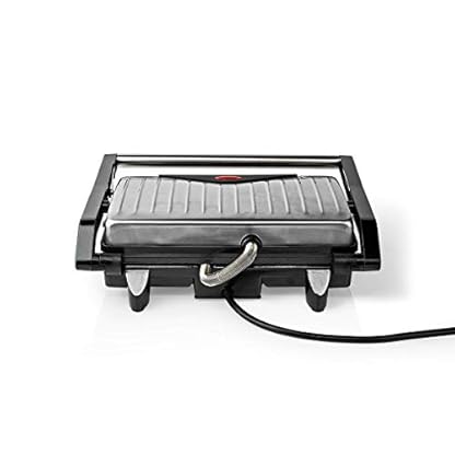 Nedis - Kontakt Grill - Automatischer Temperaturkontrolle - Platte mit Anti-Haft-Beschichtung - Betriebs- und Bereitschaftsanzeige - Cool-Touch-Griff - Abtropfwanne - 750 W - 23 x 14.5 cm - Metall – Bild 6