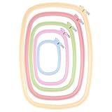 Framendino, 5 Pack Size Square Embroidery Hoops Plastic Cross Stitch Hoop Reusable Frames Rings for DIY Sewing Project(5 Colors2)