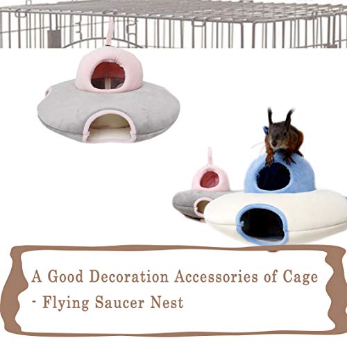Papieeed Warm Small Pet Bed, Flying-Saucer Hamster Nest Cute Rat House Hammock Sugar Glider Cage Accessories, Bed For Gerbil Degu Golden Bear Hedgehog Small Squirrel Ferret #TOP2