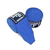 Fight 2 Finish 180 inch Professional Wrist Wraps Included Elastic Stretchy Handwraps for Boxing Kickboxing Muay Thai MMA Martial Arts Taekwondo (Blue)