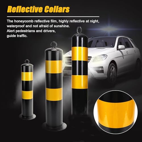 Poste de seguridad de acero con cinta reflectante, barrera de tráfico de metal duradero para estacionamiento, 50 cm de altura, protección fiable, unidad individual