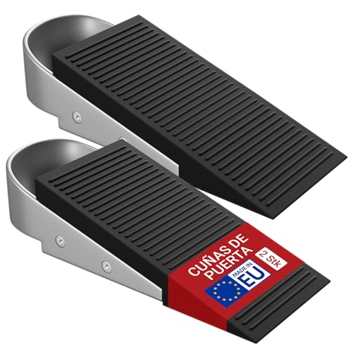 LouMaxx Cuña de goma para puerta, juego de 2 cuñas de goma para puertas de 1 a 30 mm, cuña de goma antideslizante con asa, cuña para puertas pesadas, protege el suelo, interior y exterior, resistente