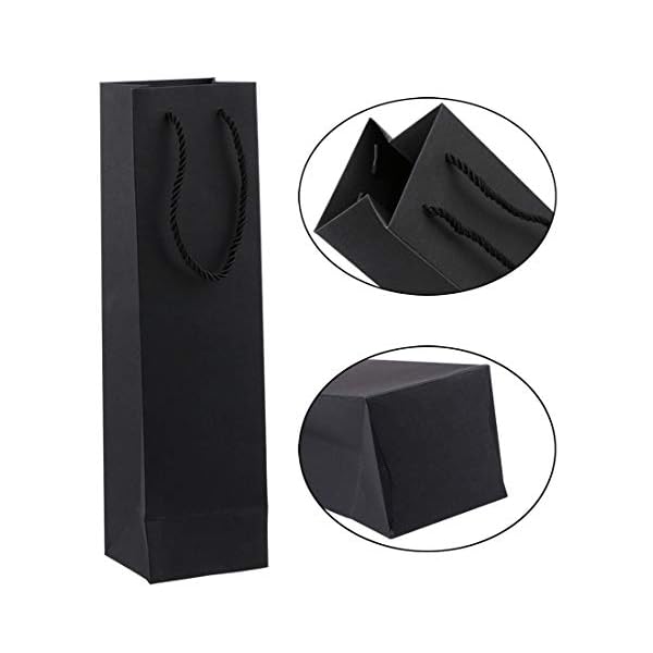 Sdoot Black Wine Bags, 50 Pack 3.7 x 3.5 x 13.8 Wine Bags Bulk Kraft