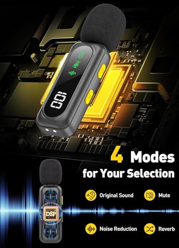 Image of VELOMAX Mic for YouTube Wireless, Noise Reduction Magnetic Clip Wireless Microphone with LED Indicator and Battery Display for Video Recording Creators (Dual Mic)