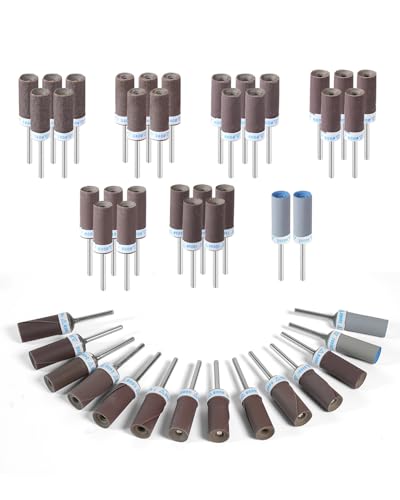 Image of 32Pcs Sanding Drums Sandpaper Sticks Set, 180-2000 Grit Sanding Bits with 1 /8 inch(3mm) Shank for Rotary Tools, Sanding Bands Set for Metal Rust Removal, Jade Polishing, Wood Grinding - Polishing Kit with