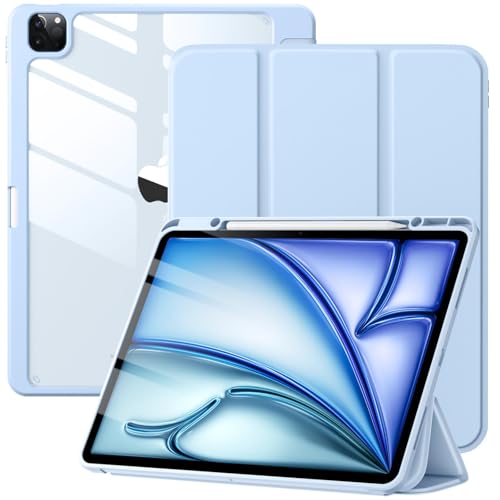 Maledan 対応ipad air 13インチ ケース 2024新型 M2-13インチ 専用ケース アクリル ペンシル収納ホルダー付き PUレーザー/三つ折り 2つスタンド オートスリープ機能 Pencil Proワイヤレス充電収納対応 薄型 軽量 落下保護 着脱簡単 対応iPad air ケース