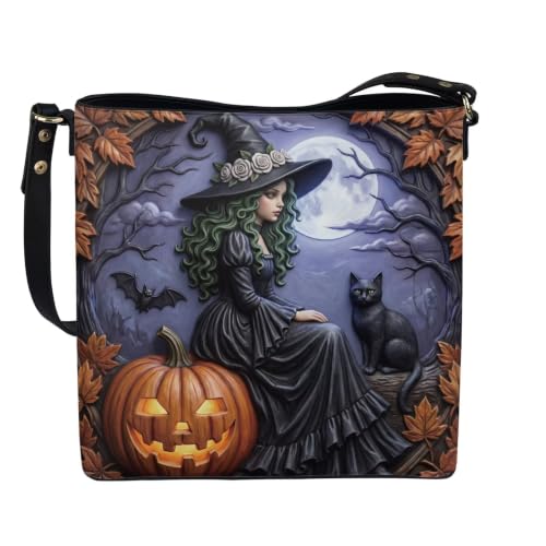 Image of HUGS IDEA Boho Bags for Women Leather Handbag Shoulder Bucket Crossbody Purse