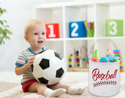 Image of Baseball Kids Storage Basket Baby Gift Basket Rectangular Cute Toy Storage Bin Box Organizer Book Shelf Basket Dinosaur Room Decor
