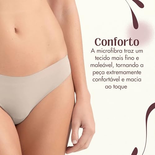 SHE BY MASH Calcinha Feminina Corte à Laser Fio Dental Microfibra Adulto, 3 Chocolates, G