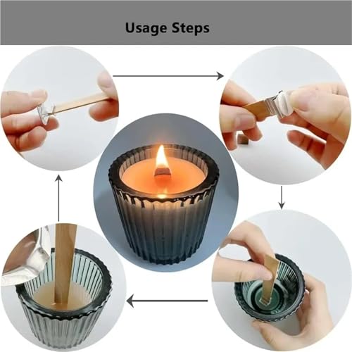 100 mechas de madera con soporte metálico para velas miniatura 4