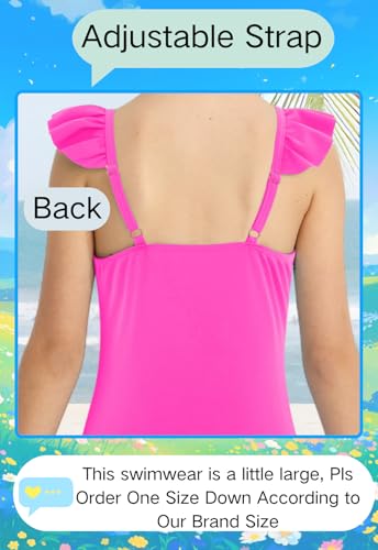 Image of DAXIANG Girls One Piece Ruffle Strap Swimsuit Quick Dry Mermaid Swimwear Beach Sport Bathing Suit for Toddler Kids 4-11 Years