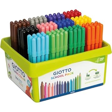 GIOTTO Turbo Color - Confezione per la Scuola da 144 Pennarelli a Punta Fine, 2.8mm, 12 Colori Assortiti