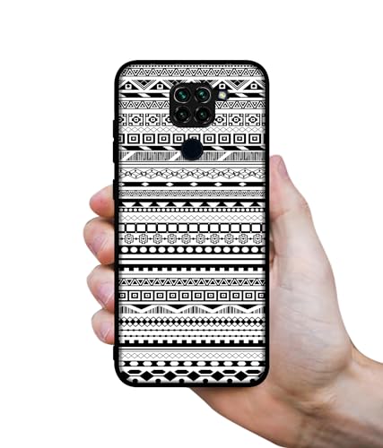 Image of Black & White Patterns Design Premium 2D Printed Metal Back Case Cover for Mi Redmi Note 9 4G