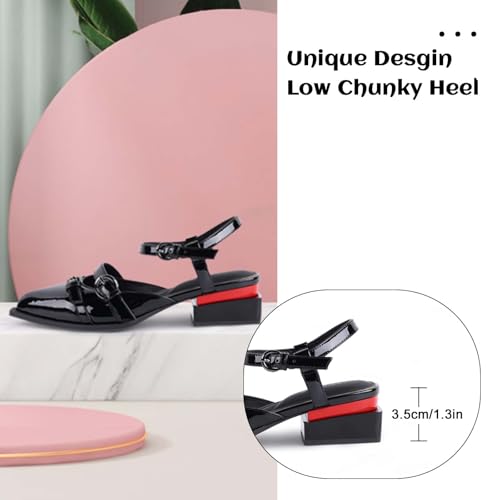 Image of LingxiaUne Green Dress Shoes for Women Fashion Forward Elegant Dressy Womens Pumps and Loafers with Low Chunky Heel and Sleek Pointed Toe Design Fashion Forward Size 9.5