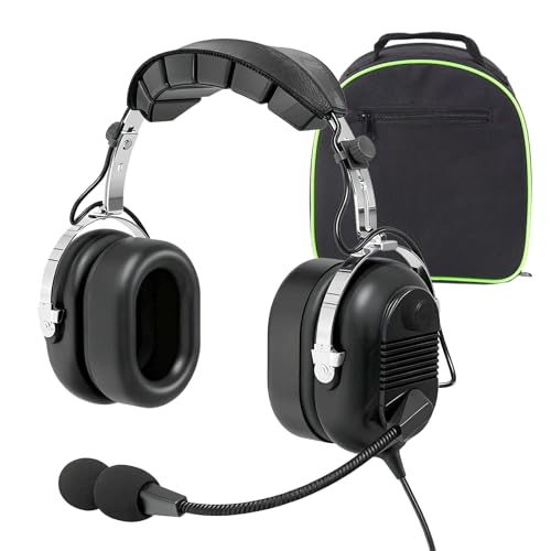 Image of WODASEN Aviation Pilot Headset for Students Flight School Passive Noise Canceling Aircraft Headphones with Boom Mic