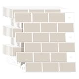 WalDecoo Subway Tile Peel and Stick Tile for Kitchen, Premium Beige 3D Self-Adhesive Kitchen Backsplash, Stick on Tiles Backsplash for Kitchen & Bathroom (10 Tiles, 12' X 12').