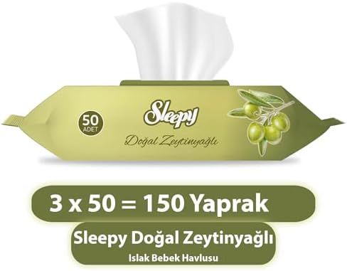 Sleepy Zeytinyağlı ve Pamuksu Lifler Islak Bebek Havlusu (3 x 50 Adet) - Görsel 2