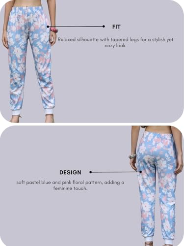Image of Leriya Fashion Womens Wide Leg Pants Flowers Floral Print Drawstring Loose Long Trousers & Leggings