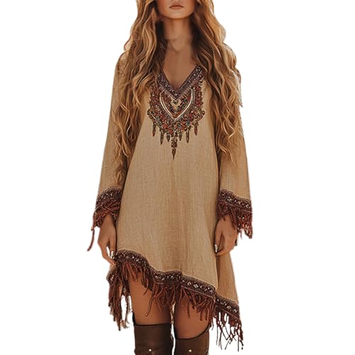 Vhersily 2025 Vestidos dos dos anos 70 mulheres, Party Fashion - disfarce indiano, filha do cabo, selvagem oeste, de carnaval, cobertura de praia sexy, túnica de verão, disfarces de banho, romântico