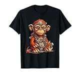 Singe en engrenage mécanique steampunk chimpanzé vibrant chimpanzé steampunk avec horloge Sci-Fi illustrations singe avec engrenages si vous aimez regarder les singes au jardin et les amateurs de singes.