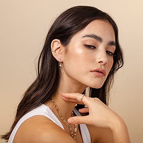 PAVOI 14K Gold Plated Star Dangle Huggie Earrings #TOP15