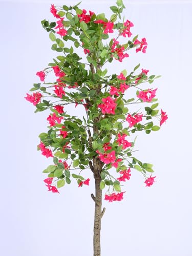 Image of ARICK DECOR 6.5Ft .Artificial Bougainvillea Flowers Tree in Pot, 6.5ft Realistic Faux Pink Silk Flower Plant, Peacock Shaped Extra Large Floor Decor for Home, Office & Balcony