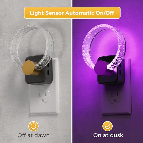 Image of L LOHAS LED Night Lights Plug into Wall, Changing RGB Night Light with Dusk to Dawn Sensor, 180 Rotatable Bubble Nightlight Plug in Wall for Halloween, Christmas, Holiday, Hallway