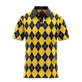 Argyle Golf Polo Shirt for Men Performance Moisture Wicking Short Sleeve