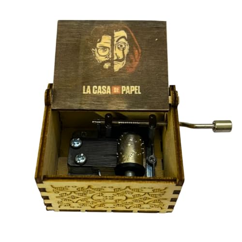 Image of Zesta Money Heist Wooden Musical Box Gift | Vintage Music Crank Mini Collectible for Girlfriend, Boyfriend, Husband, Wife | Unique Musical Gifts for Music Lovers | Classic Wooden Box