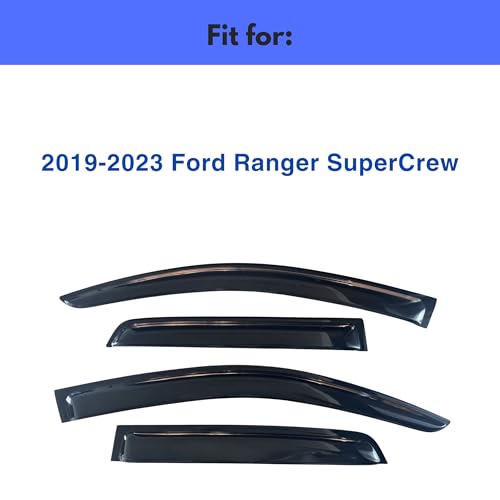 Image of IG Window Visors Fit for 2019-2023 Ford Ranger SuperCrew, Out-Channel Rain Guards Vent Wind Deflectors 4PC, Truck Accessories for 19-23 Ranger SuperCrew