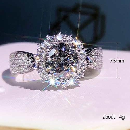 White Gold Plated Cubic Zirconia Elegant Shining Flower Engagement Rings Wedding Bridal Band Promise Rings Evening Parties Anniversary Valentine's Day Gifts Eternity Bands for Women3