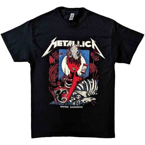 Rock Off officially licensed products Metallica T Shirt Enter Sandman Affiche Band Logo Nouveau Officiel Unisex Noir Size L