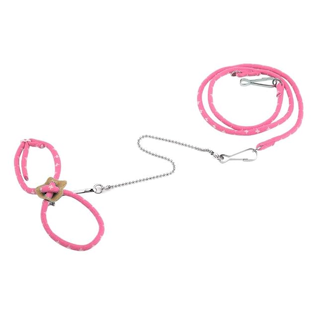 Foto 7 de 8 de Pet Hamster Training Lead, Mouse Mice Stripe Chaleco Arnés Lead Rope Walking with Finder Bell(Rosado)