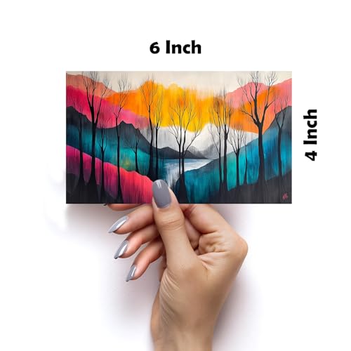 Image of SiddArtify Modern Abstract Wall Art Prints Set - Colorful Tree Poster Decor for Living Room Bedroom Office - Set of 2-4x6 Inch - Board (Pack of 6) - Sticker (Pack of 6)
