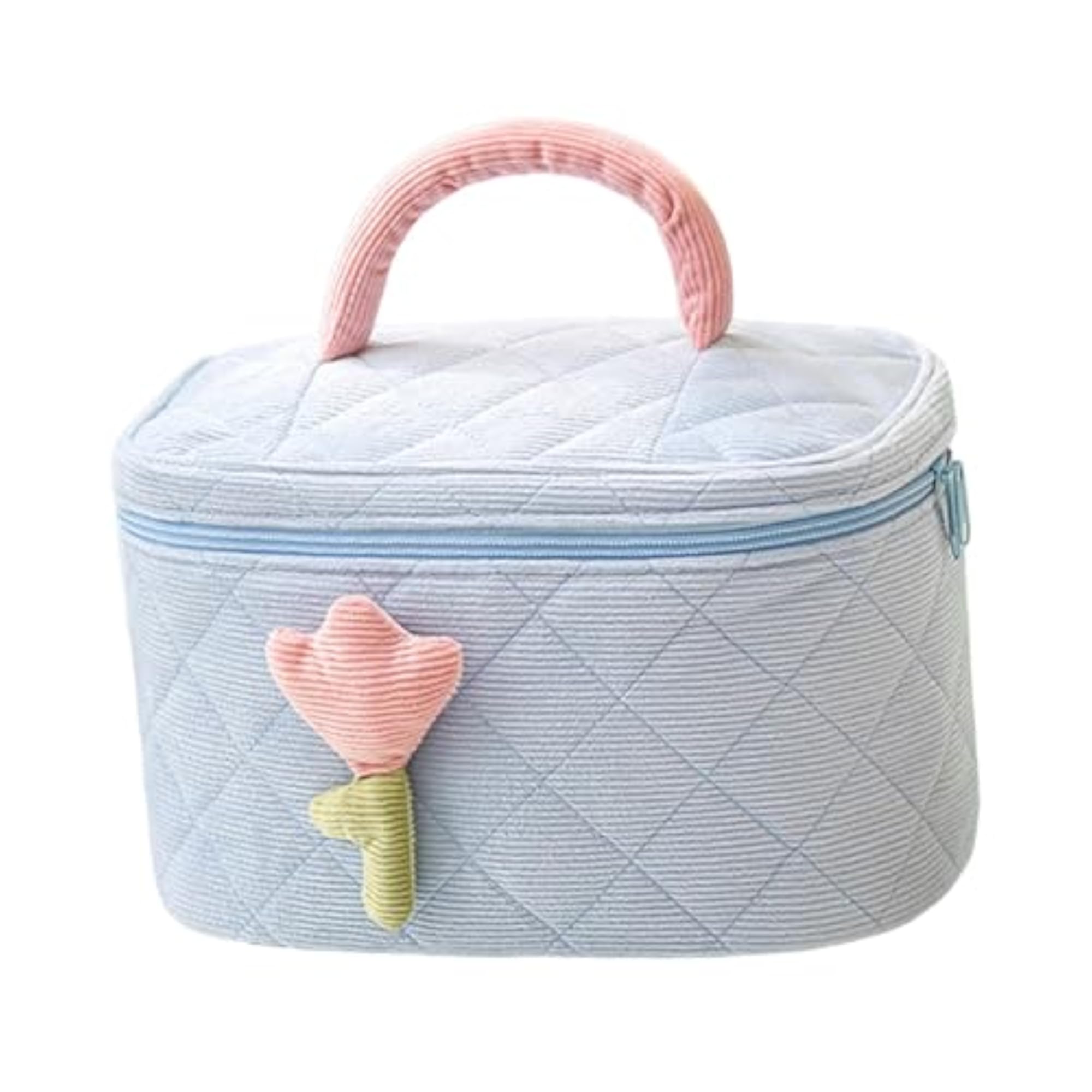 Women's Cute Quilted Toiletry Bag with Handle, Travel Essential
