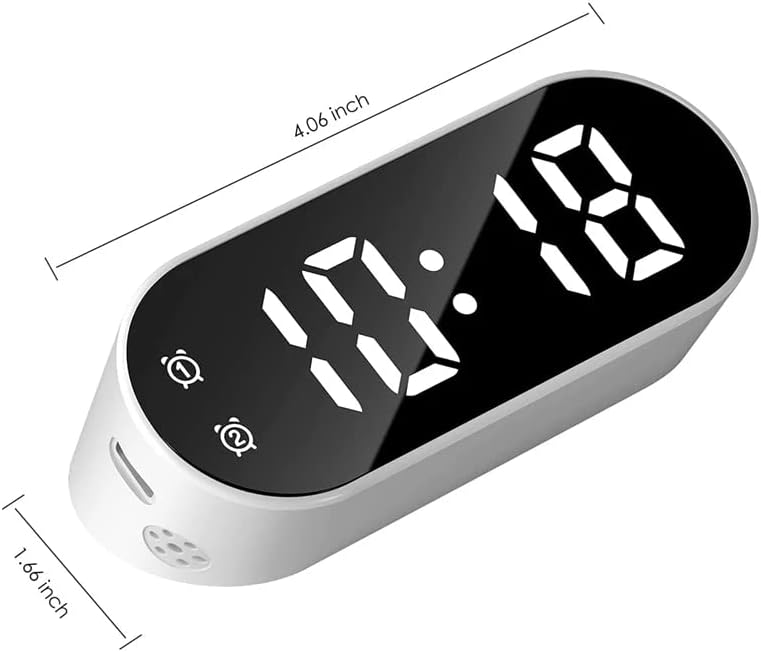 Bamlarate Alarm Clock Mains Powered, Bedside Digital Alarm Clock with Dual Alarms for Bedroom, USB Charging Port, Snooze, Adjustable Alarm Volume 12/24hr (White)