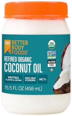 BetterBody Foods Organic Naturally Refined Coconut Oil With Neutral Flavor And Aroma, 458 ml